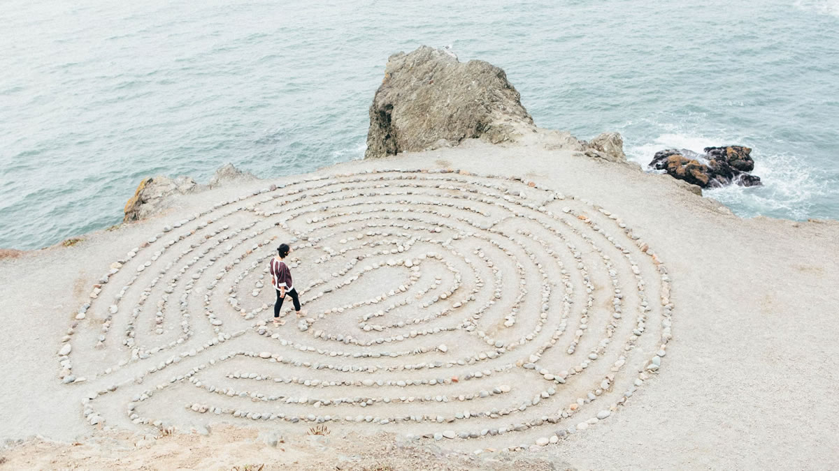 Spiral path, labyrinth, maze